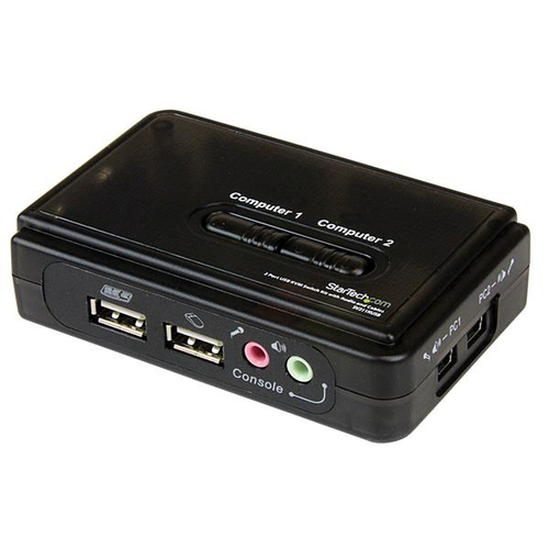 Juego de Conmutador KVM Startech (SV211KUSB) de 2 Puertos con Todo Incluido, USB, Audio y Vídeo VGA