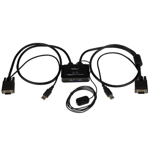 Switch Conmutador KVM Startech.com (SV211USB) 2 Puertos VGA, Alimentado por USB, Interruptor Remoto, Color Negro