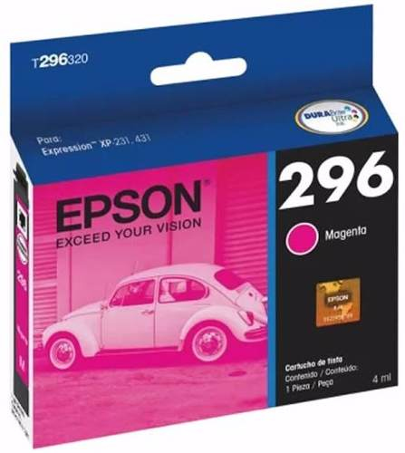 Cartucho de Tinta Epson 296 Magenta para Impresoras, XP-231 y 431 Original