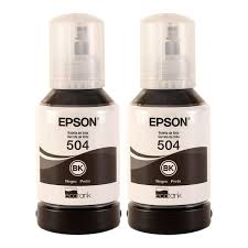 Botellas de Tinta Epson T504 (T504120-2P), Paquete de 2 Piezas, Color Negro Pigmentado, Contenido 127 ml por Botella, Ecofit.