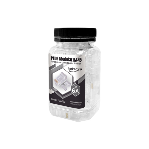 Conector Linkedpro TC6A-100 RJ-45, Color Transparente, Categoría Cat6A, Certificación TIA-568B.2