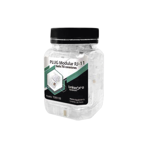 Conector Linkedpro TCRJ11-100 RJ-11, Color Transparente, Material Plástico