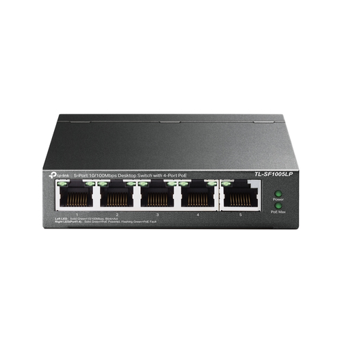 Switch TP-Link TL-SF1005LP No Administrado, RJ-45 5, Fast Ethernet (10/100), 4 PoE, Negro