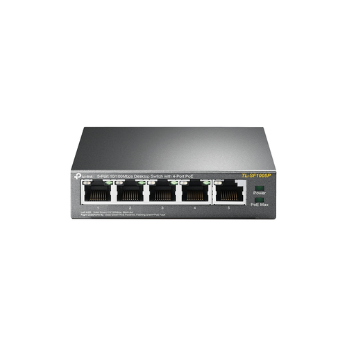 Switch TP-Link Fast Ethernet TL-SF1005P, 5 Puertos 10 100Mbps, 1 Gbit,s, 2000 Entradas No Administrable