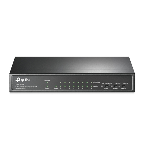 Switch TP-Link TL-SF1009P No Administrado, RJ-45 9, Fast Ethernet (10/100), (PoE +) 8, Negro