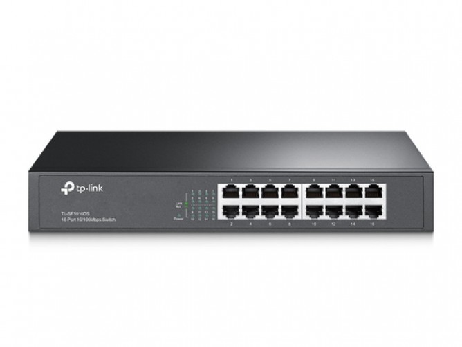 Switch de Red TP-Link 16 Puertos 10/100MBPS, Fullduplex(200mbps) Carcasa Metalica para Montaje en Rack o Escritorio, TL-SF1016DS