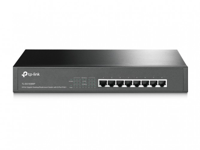 Switch TP-Link TL-SG1008MP No Administrado, RJ-45 8, Gigabit Ethernet (10/100/1000), (PoE +) 8, Negro