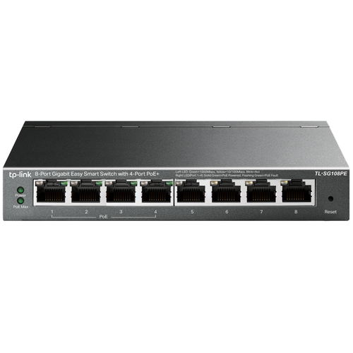 Switch TP-Link 8-port Gigabit Easy Smart con 4-puertos PoE, (TL-SG108PE)
