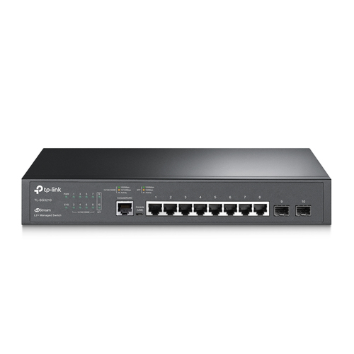 Switch TP-Link Jetstream TL-SG3210 Gestionado, L2/L3, Cantidad de Puertos 8, Gigabit Ethernet (10/100/1000), 20 Gbit/s, 1U, Negro