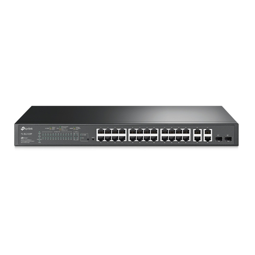 Switch TP-Link Jetstream TL-SL2428P Gestionado, L2, RJ-45 24, Fast Ethernet (10/100), (PoE +) 24, 1U, Negro
