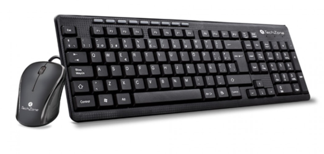Kit de Teclado y Mouse Techzone TZ19COMB01-LA, Multimedia, USB 2.0 Color Negro