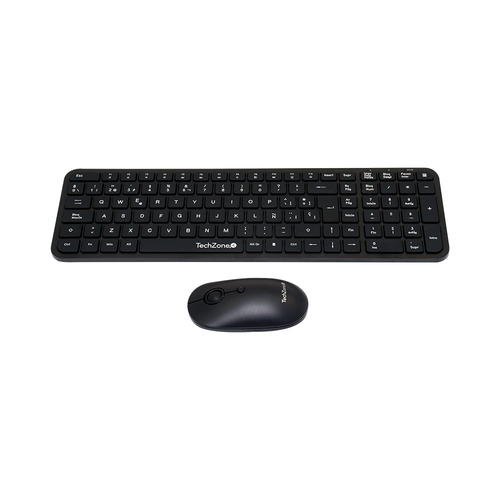 Kit Teclado y Mouse Techzone TZCOMBINA05 Rf Inalámbrico, Inalámbrico, USB Tipo A, 1600 dpi, Negro