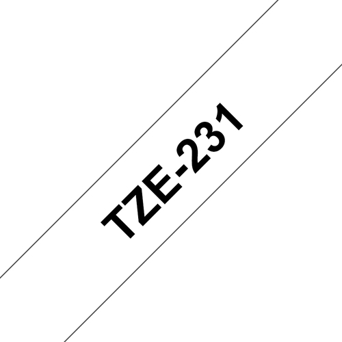 Cinta Brother TZE231, 12MMX8MM, 1/2 Pulgadas, Negro/blanco Original