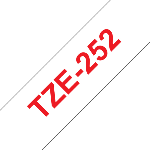 Cinta Brother TZE-252 Rojo Sobre Blanco, 2.4 cm, 8 m