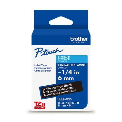 Cinta Brother TZE-315G Negro, 6 mm, 8 m