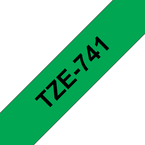 Cinta Brother TZE-741 Negro Sobre Verde, 1.8 cm, 8 m