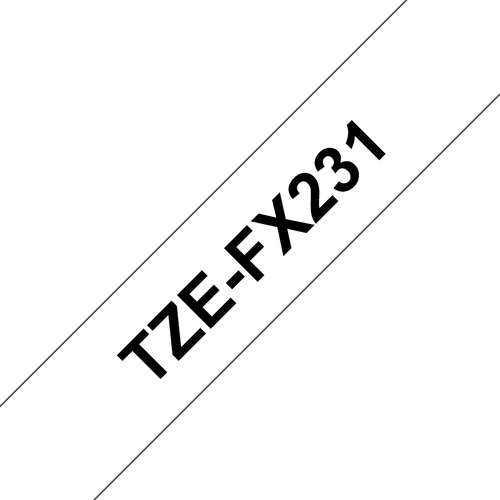 Cinta Brother TZE-FX231 Negro Sobre Blanco, 1.2 cm, 8 m