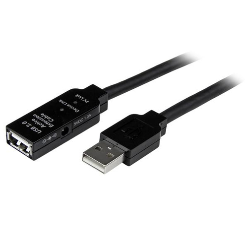 Extensor Startech.com 10m, USB2.0 - USB2.0 10 m, USB A a USB A, Macho/hembra, 480 Mbit/s, Negro