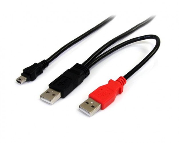 Cable Startech (USB2HABMY6) de 1,8m Cable Mini B a 2x USB 2.0 para Discos Duros Externos