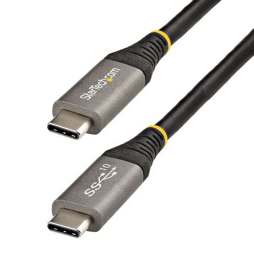 Cable USB Startech.com USB C a USB C, 10000 Mbit/s, Negro, Gris