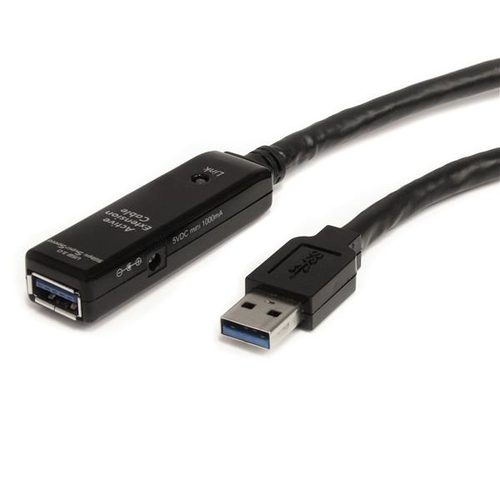 Extensor Startech.com 10 m, USB A a USB A, 5000 Mbit/s, Negro