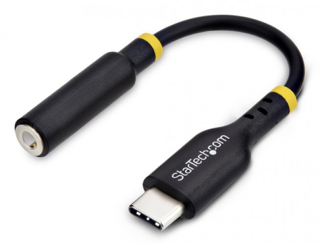 Cable de Audio Startech.com USB Type-c 2.0 A 3,5 mm, 0.127 m, Negro