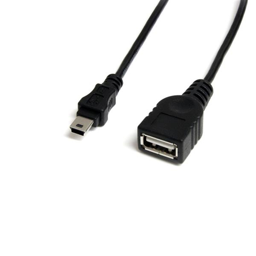 Extensor Startech.com USBMUSBFM1 0.3 m, USB A a Mini-USB B, Macho/hembra, 480 Mbit/s, Negro