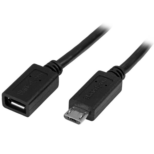 Cable Extensión de 50cm Startech (USBUBEXT50CM), Micro USB Macho a Hembra, Micro USB 2.0