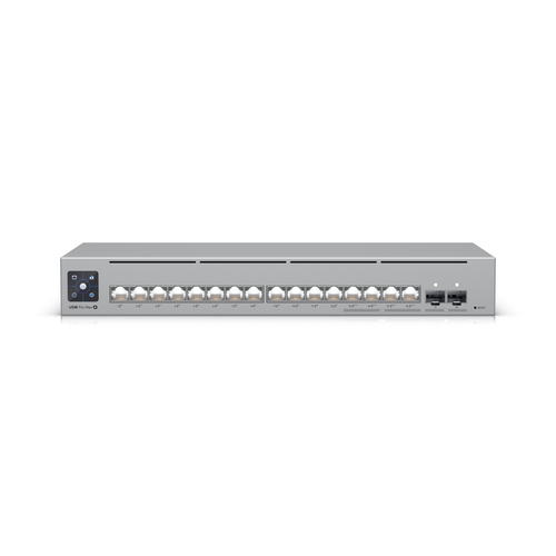 Switch Ubiquiti Pro Max 16 PoE Gestionado, L3, RJ-45 16, Gigabit Ethernet (10/100/1000), (PoE +) 12, Gris