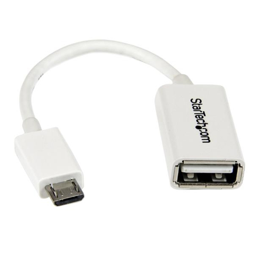 Cable Adaptador Startech (uusbotgw), Micro USB Macho a USB Hembra Otg Blanco de 12cm