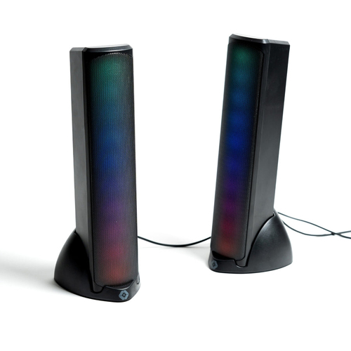 Bocinas Inalambricas Bluetooth Luz RGB Conector USB Sonido Estereo 2.0 Vortred By Perfect Choice Aura - Negro