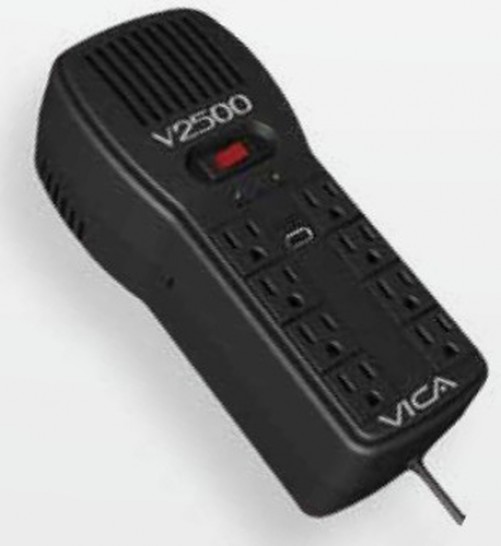 Vica Rregulador, Supresor Picos Modelo 2500V, 1500W / 127V, 8x Tomas, USB, Negro