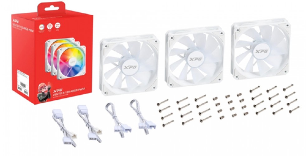 Kit de 3 Ventiladores XPG Vento R 120 Argb Pwm, 1600rpm, Blanco
