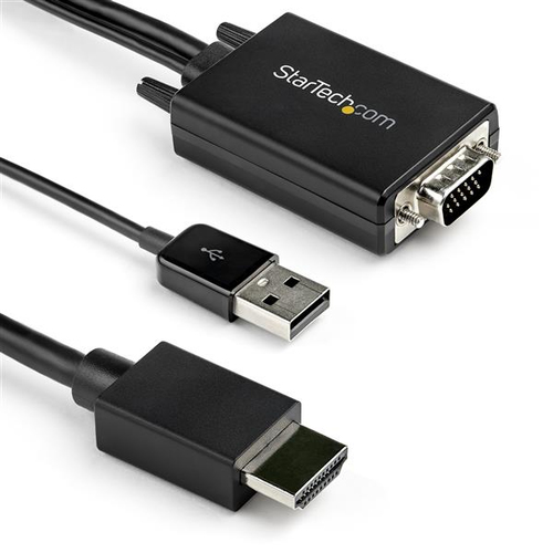 Adaptador Vídeo Startech.com USB Type-a + VGA (d-sub) a HDMI Tipo A (estándar), 2 m, Negro
