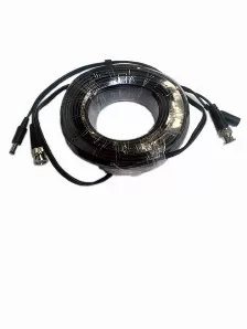 Cable Saxxon con Conectores BNC y Plug de Energia para Camara de Vigilancia 20 m, Negro