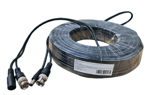 Cable Saxxon WB0130C, Conectores BNC y Plug de Energia para Camara de Vigilancia 30 m, Negro