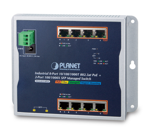 Switch Planet WGS-4215-8P2S Gestionado, RJ-45 8, Gigabit Ethernet (10/100/1000), Negro