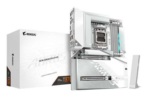 Tarjeta Madre Gigabyte X870 Aorus Stealth Ice, Socket AM5, Chipset AMD X870, DDR5, PCIe 5.0, Wi-fi 7, LAN 5 Gbe, USB4 Blanco.