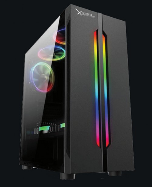 Gabinete Gamer Xzeal XZ120 Torre ATX, Panel Lateral Vidrio Templado, 3 VENT.120MM RGB, sin Fuente, Negro