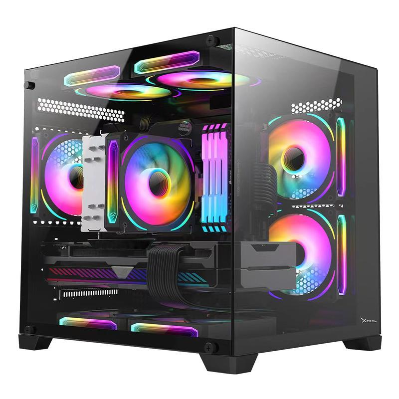 Gabinete Xzeal Cubo CXI2, Soporta M-ATX/itx, Cristal Templado, 3xvent Argb, Negro