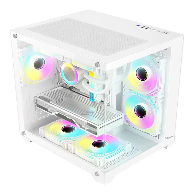 Gabinete Xzeal Cubo CXI2, Soporta M-ATX/itx, Cristal Templado, 3xvent Argb, Blanco