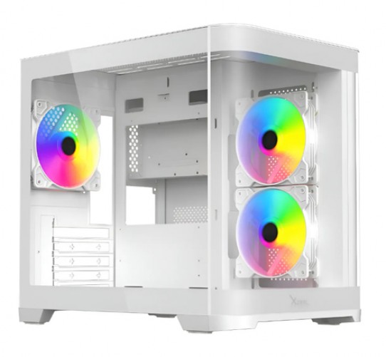 Gabinete Gamer Xzeal XZC1, M-itx, 3 Ventiladores, Panel Curvo, Blanco