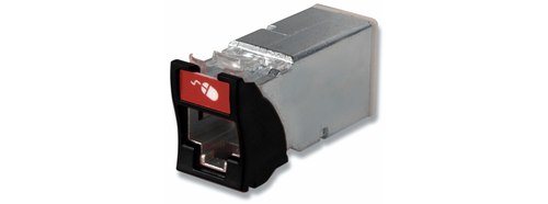 Jack Z-max Cat6A, Blindado, Montaje Ha­brido en Placa de Pared (plano y Angulado), Color Negro